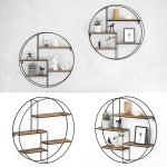 Стенен рафт Vicco Fyrk, рустик дъб/черен, 55 x 55 cm кръгъл - Image 7