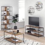 Стенен рафт Vicco Fyrk, рустик дъб/черен, 55 x 55 cm кръгъл - Image 5