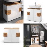 Vicco Eden шкаф за мивка, бяло гланц/ дъб, 73,1 x 64 см - Image 6