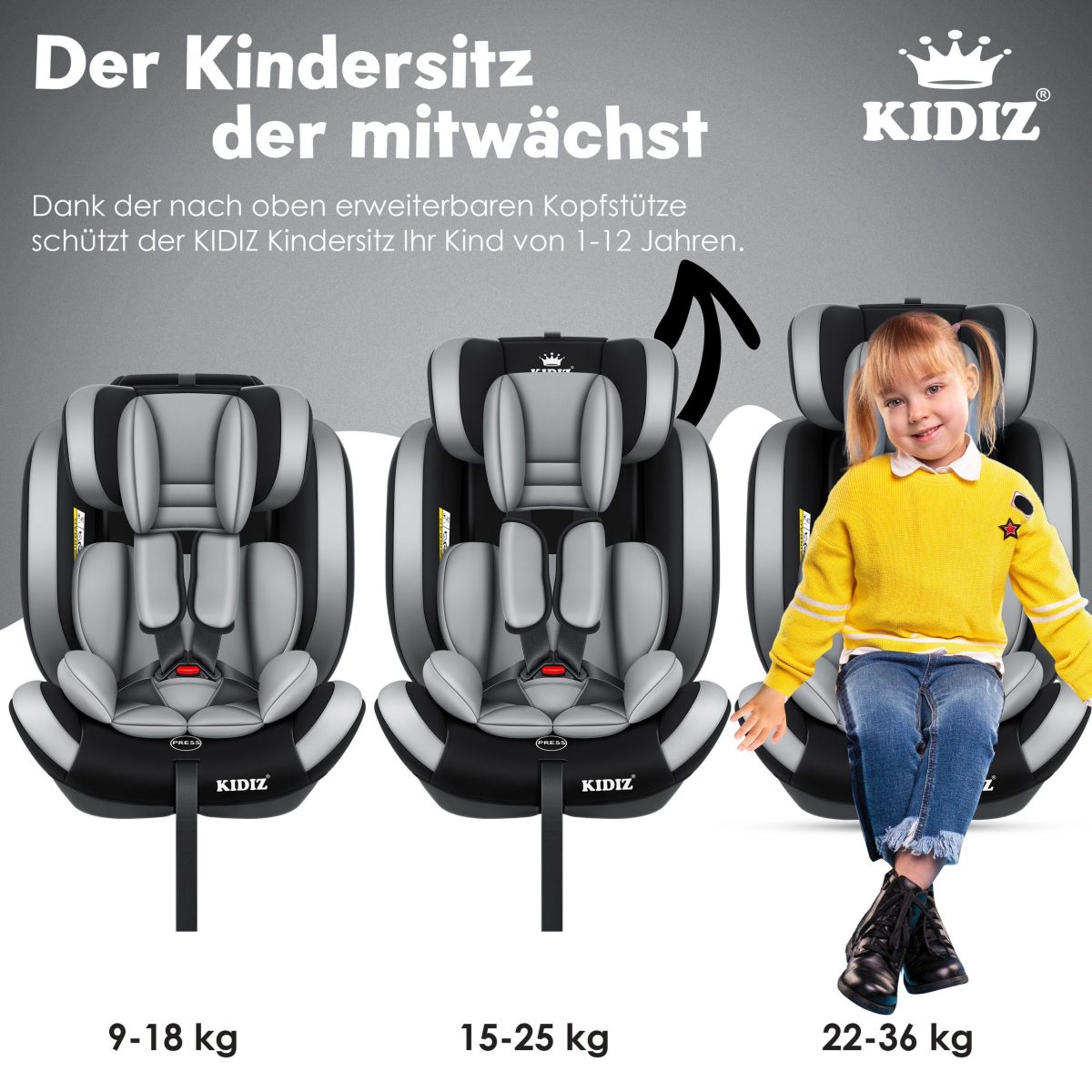 KIDIZ® детско столче за кола 9-36 кг - Image 6