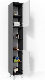 Висок шкаф за баня Vicco Fynn, антрацит/бял - Image 5