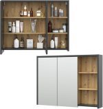 Огледален шкаф за баня Vicco Viola, антрацит/дъб, 100 x 75 см - Image 5