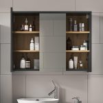 Огледален шкаф за баня Vicco Viola, антрацит/дъб, 100 x 75 см - Image 6