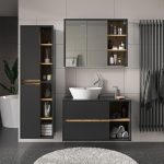 Огледален шкаф за баня Vicco Viola, антрацит/дъб, 100 x 75 см - Image 7