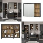 Огледален шкаф за баня Vicco Viola, антрацит/дъб, 100 x 75 см - Image 8