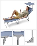 SONGMICS Сгъваем шезлонг, шезлонг, 193 x 53 x 29 см - Image 4