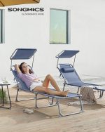 SONGMICS Сгъваем шезлонг, шезлонг, 193 x 53 x 29 см - Image 5