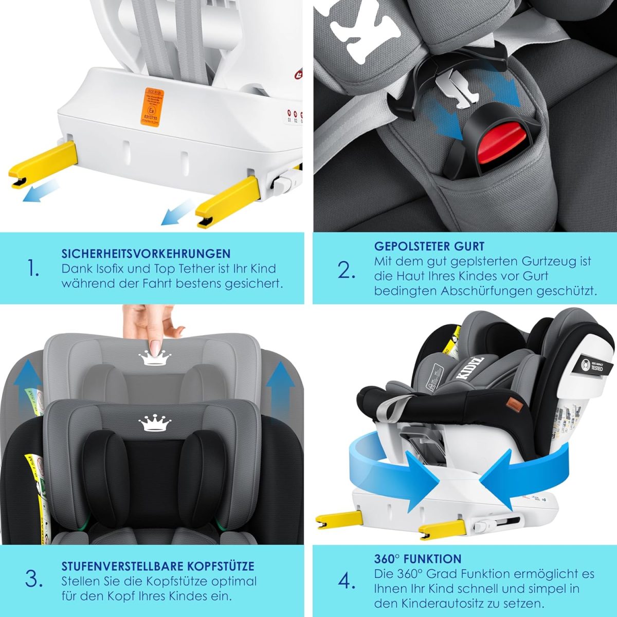 Детско столче за кола KIDIZ® Isofix 360°, 0-36 кг - Image 3