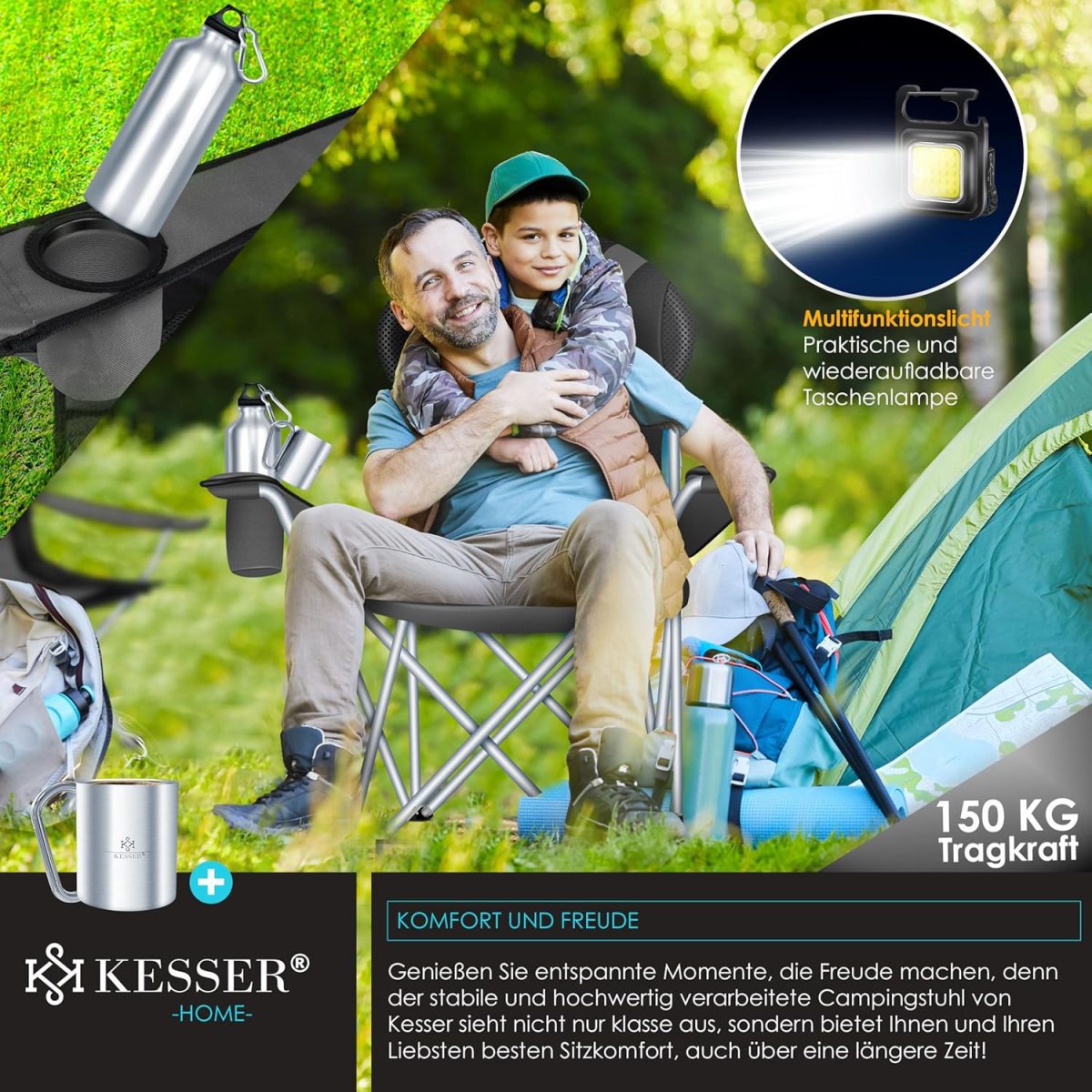 KESSER® къмпинг стол сгъваем до 150 кг - Image 8