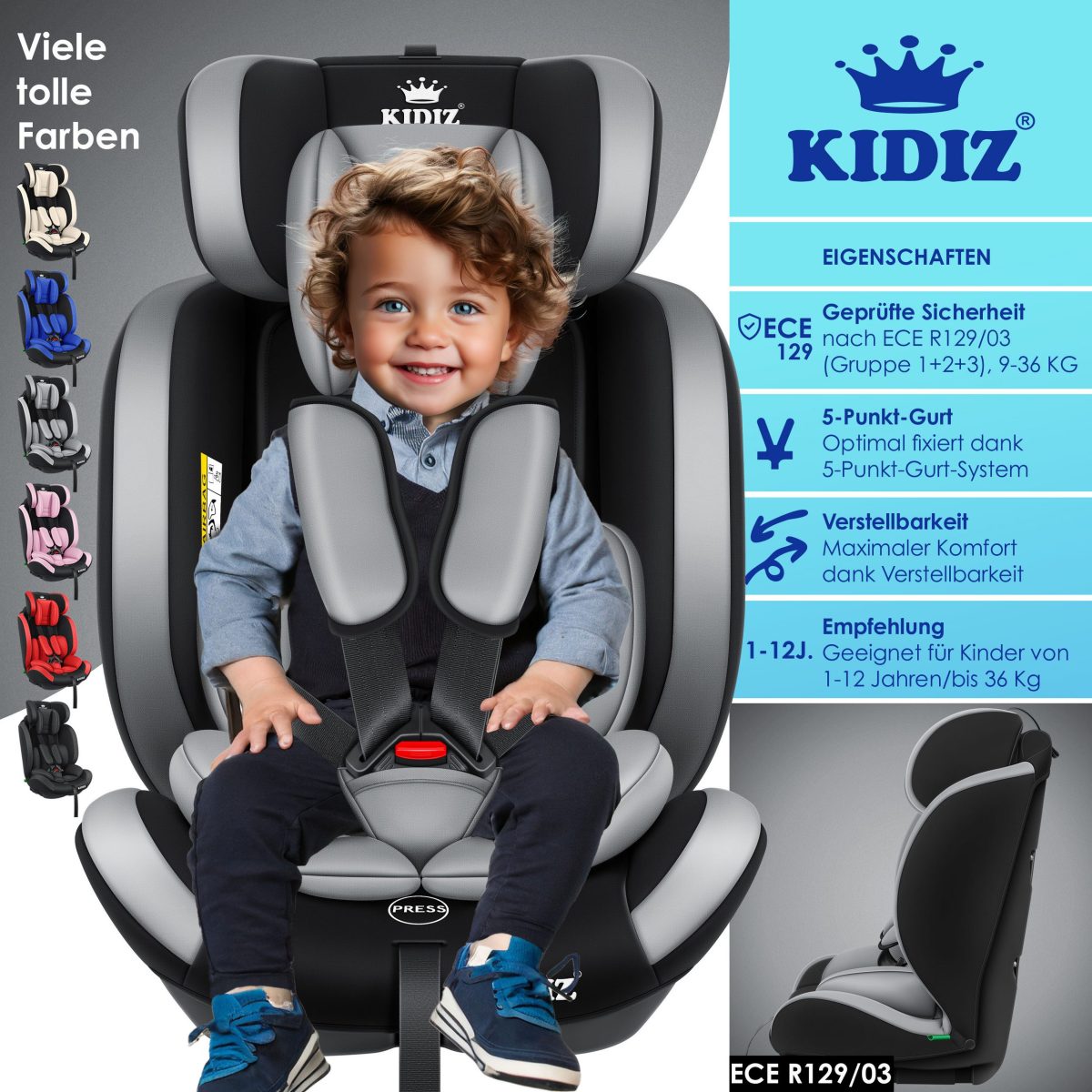 KIDIZ® детско столче за кола 9-36 кг - Image 13