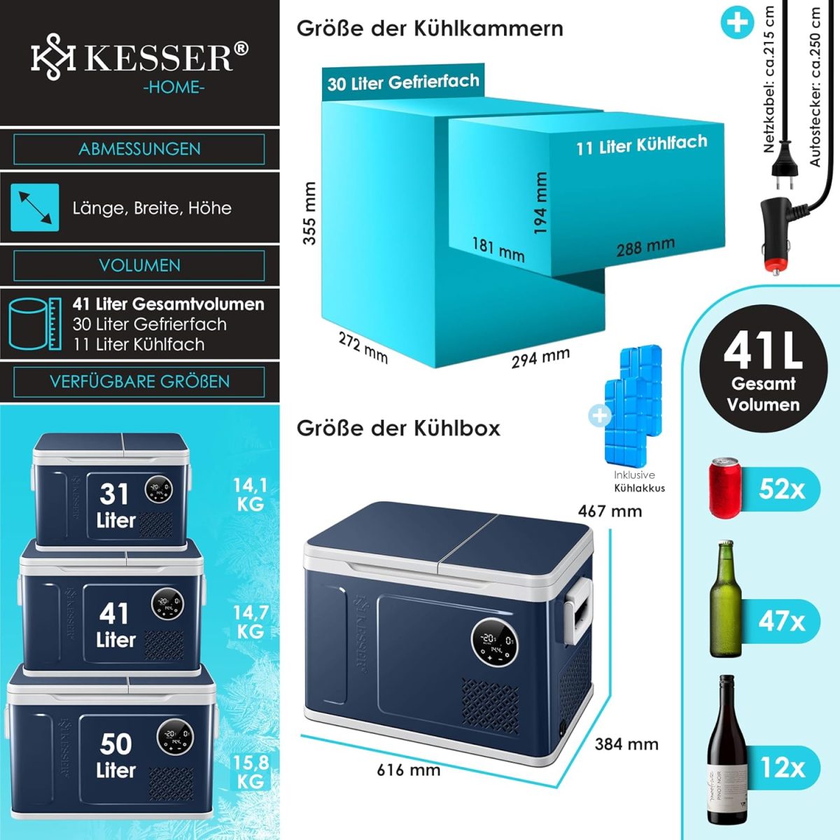KESSER® компресорен хладилен бокс 2 в 1 - Image 2