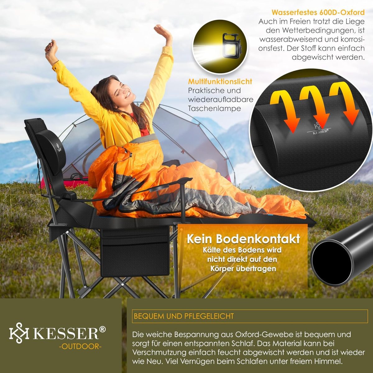 Къмпинг стол - легло KESSER® 2 в 1, шезлонг, до 160 кг - Image 7