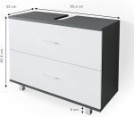 Шкаф за мивка Vicco Ilias с чекмеджета, антрацит/бял - Image 3