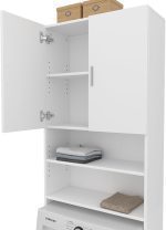 Шкаф за пералня Vicco Martha, бял, 64 x 190 см с 2 къси врати - Image 4