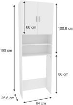 Шкаф за пералня Vicco Martha, бял, 64 x 190 см с 2 къси врати - Image 5