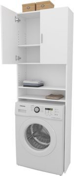 Шкаф за пералня Vicco Martha, бял, 64 x 190 см с 2 къси врати - Image 6