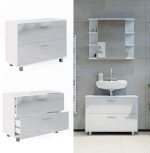 Шкаф за мивка Vicco Ilias с чекмеджета, бял гланц - Image 7