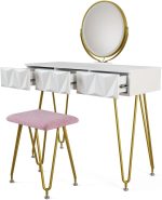 Тоалетка Vicco Ruby, с огледало, с LED осветление и табуретка - Image 3