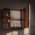 Огледален шкаф за баня Vicco Fynn, антично дърво, 80 x 64 см - Image 3