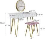 Тоалетка Vicco Ruby, с огледало, с LED осветление и табуретка - Image 4