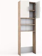 Шкаф за пералня Vicco Martha, бял, 64 x 190 см с 2 къси врати - Image 2