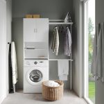 Шкаф за пералня Vicco Martha, бял, 64 x 190 см с 2 къси врати - Image 3