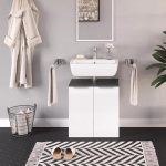 Шкаф за мивка Vicco Otis, бяло/антрацит с висок гланц - Image 2