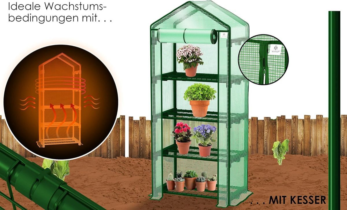 KESSER® 4-етажна оранжерия 69x50x158см с 4 рафта - Image 4