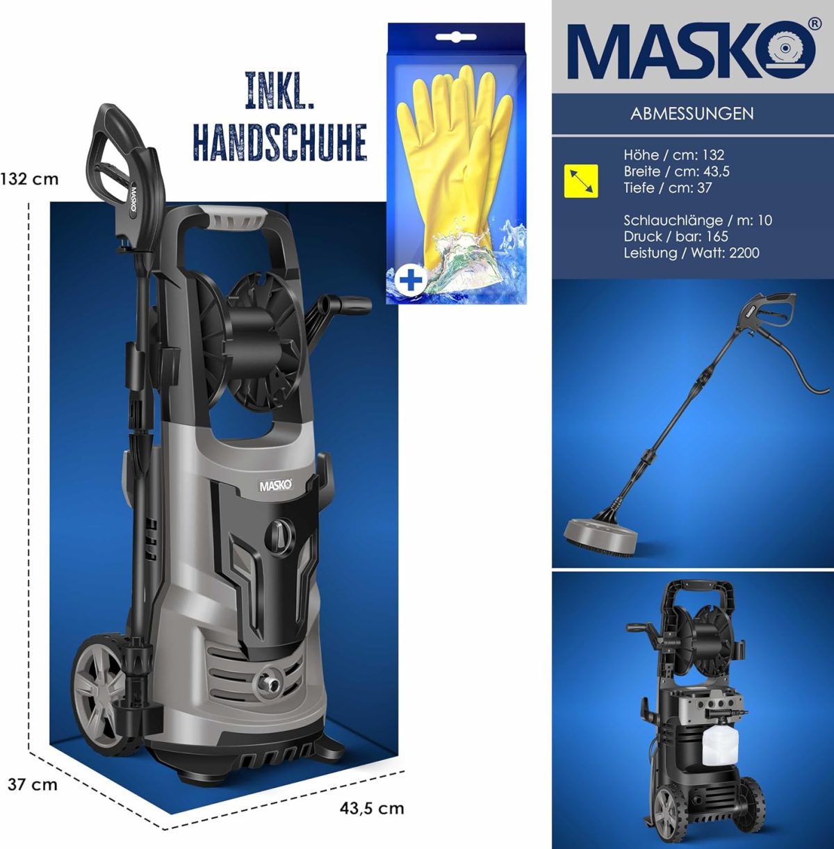 MASKO® Водоструйка 2200 вата 165 бара 450 л/ч - Image 4