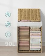 Кош за съхранение SONGMICS, 90 л за мръсно пране с капак - Image 3