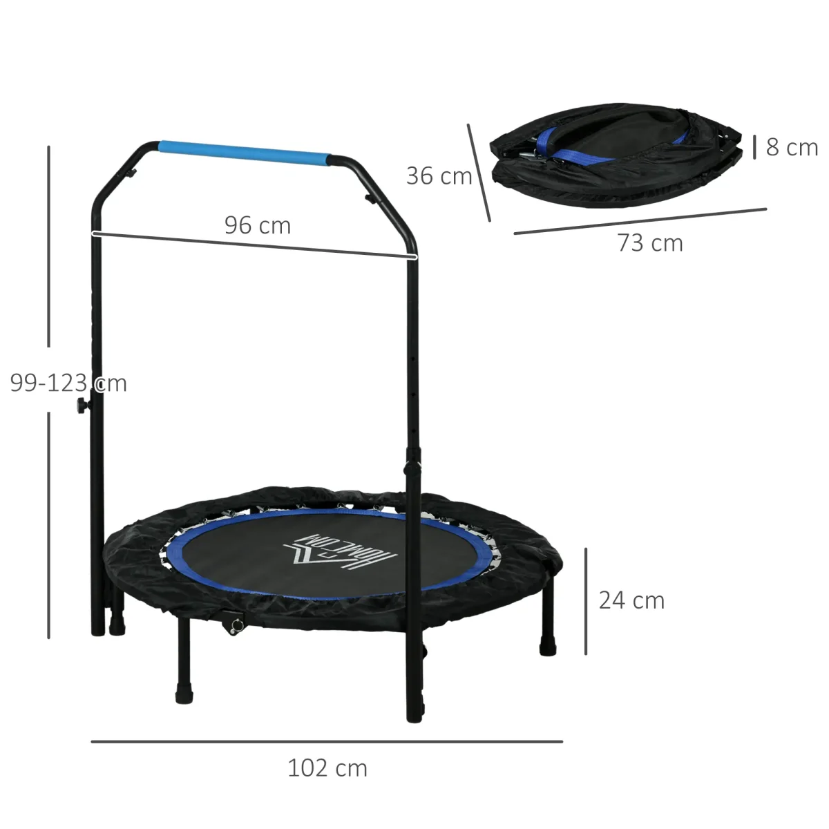 Сгъваем фитнес батут HOMCOM 102 см до 100кг - Image 2