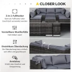 Outsunny ратанов комплект за отдих със сенник - Image 8