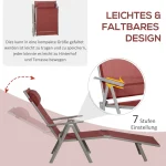 Шезлонг Outsunny 5 нива, накланяща се облегалка - Image 10