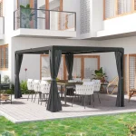 Outsunny Pergola Besede 4 завеси, 1 прибиращ се покрив