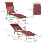 Шезлонг Outsunny 5 нива, накланяща се облегалка - Image 13