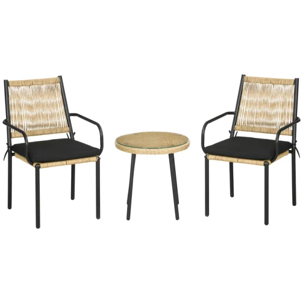 Комплект от 2 стола с маса Outsunny Rattan Bistro