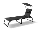 LIVARNO home Алуминиев шезлонг със сенник Хюстън, черен - Image 4