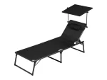 LIVARNO home Алуминиев шезлонг със сенник Хюстън, черен