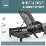 Outsunny Градински шезлонг от полиратан с възглавница - Image 3