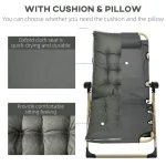 Outsunny Външен сгъваем накланящ се шезлонг с възглавница - Image 9