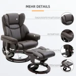 HOMCOM релакс фотьойл с функция масаж, табуретка за крака - Image 5