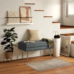 HOMCOM Кадифена пейка за съхранение със стоманени крака - Image 2