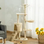 PawHut 52" многоетажно котешко дърво, къщичка за котенца - Image 6