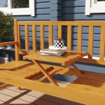 Outsunny Градинска дървена пейка, Сгъваема маса - Image 2