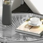 Outsunny Градинска маса Бохо стил PE ратан закалено стъкло - Image 7