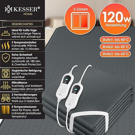 KESSER® двойно отопляемо одеяло 160x140см