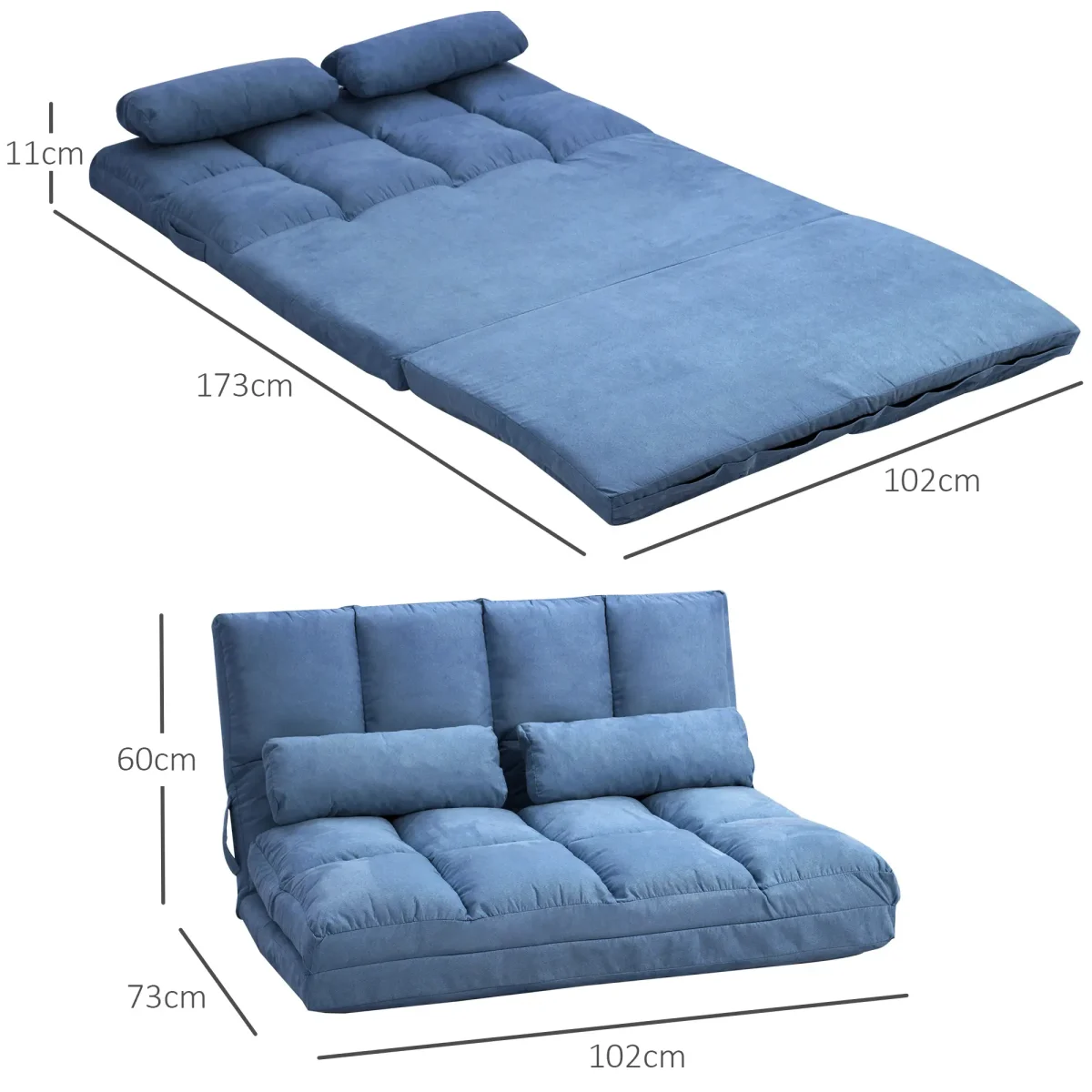 Сгъваем разтегателен диван HOMCOM, 102 x 73 x 60 см - Image 7