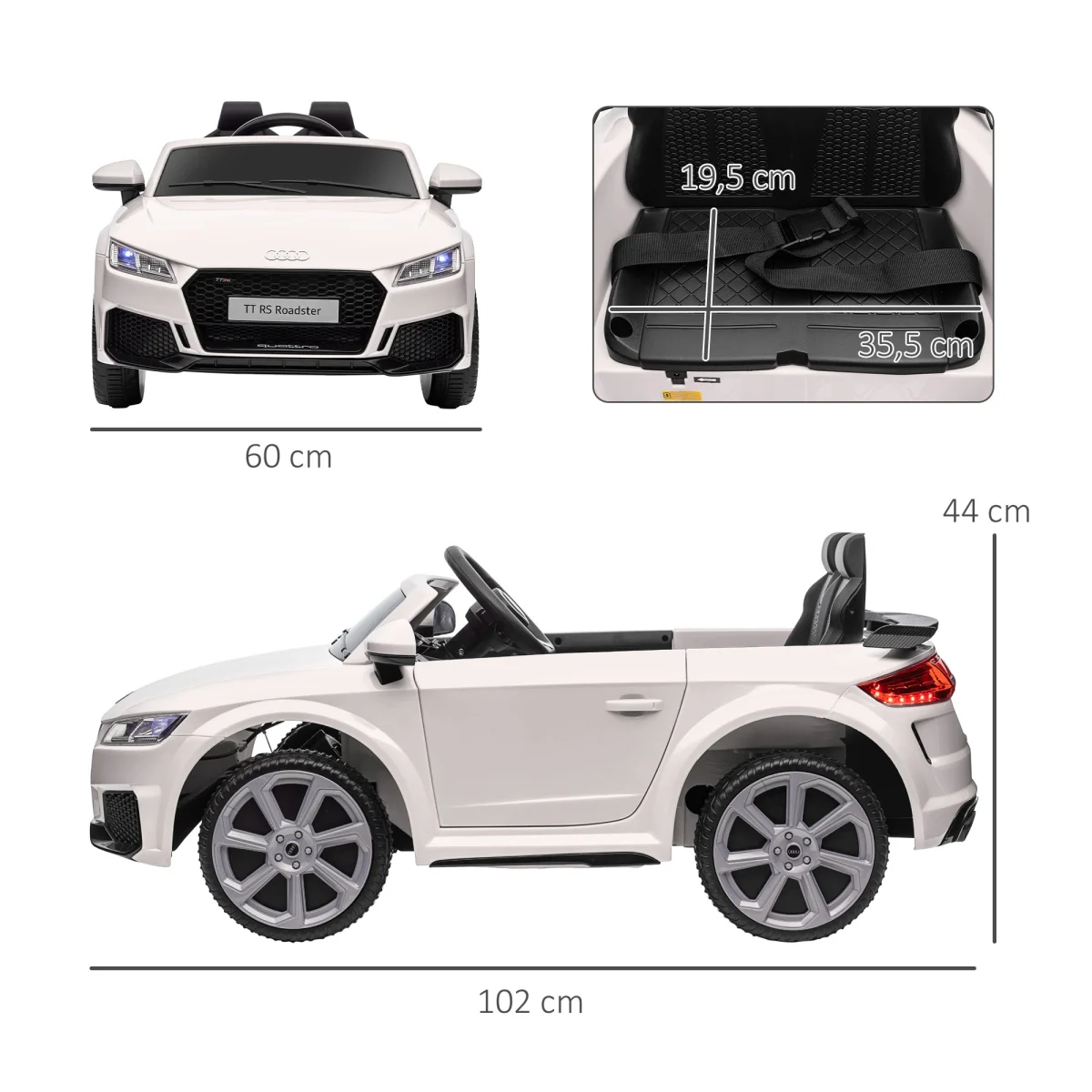 HOMCOM Акумулаторна кола за деца 3+ г. Audi TT Electric - Image 6