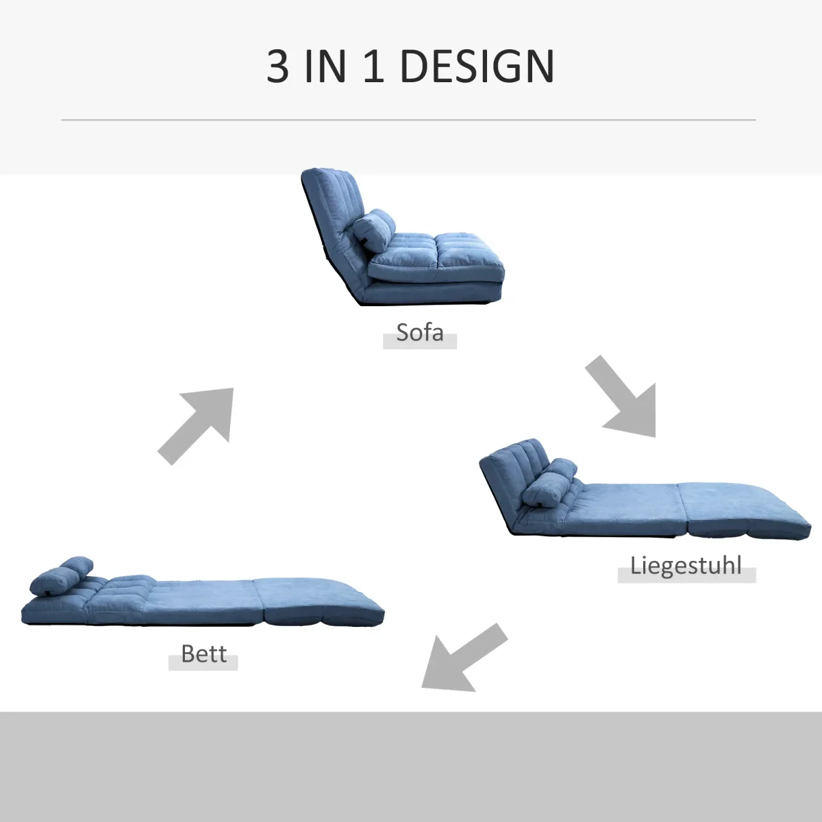 Сгъваем разтегателен диван HOMCOM, 102 x 73 x 60 см - Image 9