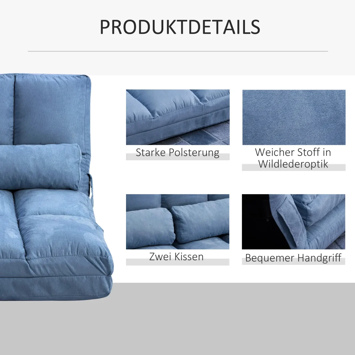 Сгъваем разтегателен диван HOMCOM, 102 x 73 x 60 см - Image 10